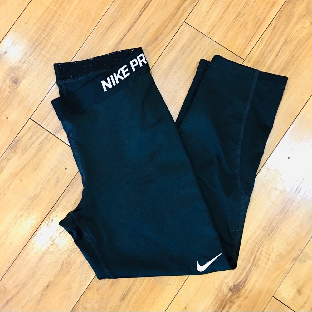 Nike Pro dri fit black leggings swoosh medium pants workout gym yoga fit…